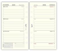 Agendepoint.it - Ricambio agenda organizer settimanale 2026 a righe 9,5x17cm 90gr (Avorio 2026)