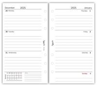 Agendepoint.it - Ricambio agenda organizer settimanale in lingua INGLESE - 9,5x17cm 90gr bianco - 2026