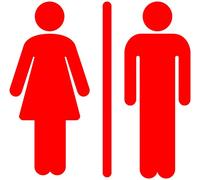 Agendepoint.it - Simbolo Per Bagni Toilet Adesivo Classico 10cm Uomo Donna - Rosso