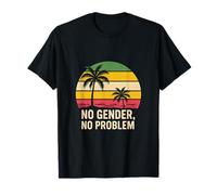 Agender Pride Retro Tramonto No Genere Cool Maglietta