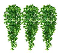 Ageomet - 3 piante rampicanti artificiali, edera rampicante finta da 1,09 m, ideali per decorare le pareti interne ed esterne della casa