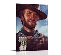 AGEUWRRGGH Clint Eastwood - Poster su tela con immagine di The Good Bad Brutt, stampa artistica da parete moderna per stanze 50 x 75 cm, con cornice
