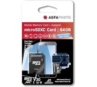 Agfa Micro Sdxc Uhs I 64gb High Speed U3/v30/a1 Memory Card Nero