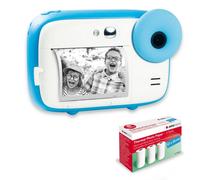 AGFA PHOTO Realikids Instant Cam + 3 rotoli di carta termica ATP3WH aggiuntivi - Fotocamera istantanea per bambini, schermo LCD da 2,4", batteria al litio, specchio selfie e filtro fotografico, Blu