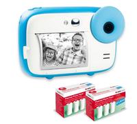 AGFA Photo Realikids Instant Cam + 6 Rotoli di Carta Termica ATP3WH aggiuntivi - Fotocamera istantanea per Bambini, Schermo LCD da 2,4", Batteria al Litio, Specchio Selfie e Filtro Fotografico, Blu