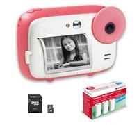 AGFA PHOTO Realikids Instant Cam + 1 scheda Micro SD da 32 GB +3 rotoli di carta termica ATP3WH-Fotocamera istantanea per bambini,schermo LCD da 2,4", specchio selfie e filtro fotografico,colore:Rosa