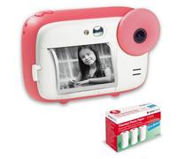 AGFA PHOTO Realikids Instant Cam + 3 rotoli di carta termica ATP3WH aggiuntivi - Fotocamera istantanea per bambini, schermo LCD da 2,4", batteria al litio, specchio selfie e filtro fotografico, Rosa