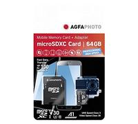 AGFAPHOTO Microsdxc UHS-I 64GB High Speed C10 U3 V30 + Adattatore