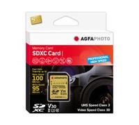 Agfa Sdxc Uhs I 128gb Professional High Speed U3 V30 Memory Card Nero,Oro