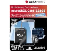 Agfa Micro Sdxc Uhs I 128gb High Speed U3/v30/a1 Memory Card Nero