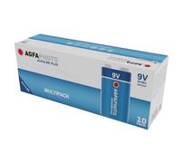 AgfaPhoto - Batterie alcaline Plus E-Block 6LR61 (9 V, confezione da 10) - Lunga durata, ideali per fotocamere, telecomandi e gadget elettronici, prestazioni affidabili e costanti