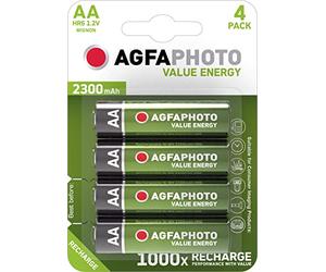 AgfaPhoto Accu 70109 - Batterie AA NiMh Mignon 2300 mAh, confezione da 4