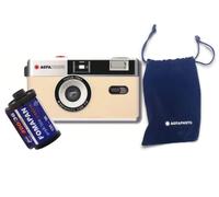 AgfaPhoto Analogue 35 mm Compact Film Camera beige set: pellicola per immagini in bianco e nero + batteria