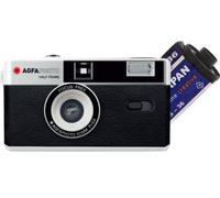 AgfaPhoto - Fotocamera analogica da 35 mm, formato 1/2, colore nero, con pellicola negativa e batteria