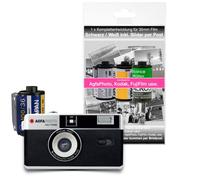 AgfaPhoto - Fotocamera analogica da 35 mm, formato 1/2, in set con pellicola negativa in bianco e nero, batteria + negativo + sviluppo di immagini per posta