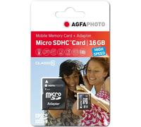 AgfaPhoto MicroSDHC UHS-I 16 GB classe ad alta velocità 10U1 + adattatore