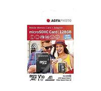 AgfaPhoto MicroSDXC UHS-I 128GB High Speed Class 10 U1 V10 - Scheda di Memoria Affidabile per Video in Full HD, Foto ad Alta Risoluzione e Dispositivi Mobili