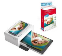 AgfaPhoto Pacchetto stampante Realipix Moments + cartucce e carte per 40 foto aggiuntive- Stampa fotografica Bluetooth 10x15 cm smartphone Apple e Android,sublimazione termica a 4 passaggi - Bianco