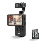 AgfaPhoto Realimove MC3X Mini Fotocamera Stabilizzata 3 Assi Video Full HD Display LCD Connessione Wi-FI, Batteria Litio Nero