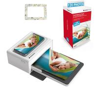 AgfaPhoto Realipix Moments Printer Pack + cartucce e carta per 120 foto + graziosa cornice magnetica - Stampa fotografica Bluetooth 10x15 cm, iOS e Android, sublimazione termica 4Pass - Bianco.