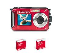 AgfaPhoto Realishot WP8000 - Fotocamera digitale compatta impermeabile, 2 batterie + cinturino galleggiante incluso, colore: Rosso