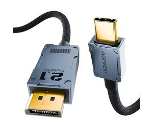 AGFINEST Cavo USB C a DisplayPort 2.1, USB-C Thunderbolt 4/3 a DP2.1, 80 Gbps, certificato VESA [16 K@30 Hz 8 K@120 Hz 4 K@240Hz], compatibile con MacBook Pro, iPhone 16/15 Plus Pro, iPad, Monitor (1M