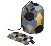 Aggiorna il tuo beauty case con questa grande borsa per trucchi, elegante e impermeabile, motivo geometrico circolare dorato e argento, Multicolore, 9.9x6.9in/25.2x17.6cm;6x3.5in/15.2x8.8cm