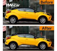 Aggiornamento dello styling Toyota C-HR: gonna laterale in vinile lucido e strisce per porte - Eleganti decalcomanie sottoscocca per un abbigliamento sportivo