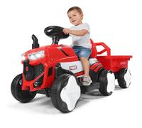 Aggiornamento di sicurezza: trattore per bambini con rimorchio rimovibile, trattore elettrico per bambini con luce, musica e camino, auto per bambini da 3 a 8 anni