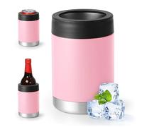 Aggiornamento universale per lattine isolato: adatto a tutti - per lattine normali da 12 14 453,6 g, lattine e bottiglie sottili - in acciaio inox a doppia parete - per spiaggia, kayak, piscina (rosa