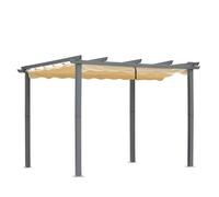 [Aggiornato] Angel Living Pergola in Alluminio con Tetto a Scomparsa, Padiglione dal Design Elegante, Gazebo con Tessuto in Poliestere Impermeabile e Resistente ai Raggi UV, Uso Esterno (3 x 4, Beige)