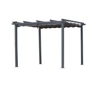 [Aggiornato] Pergola in Alluminio con Tetto a Scomparsa, Padiglione dal Design Elegante, Gazebo con Tessuto in Poliestere Impermeabile e Resistente ai Raggi UV, Uso Esterno (3 x 3, Grigio)