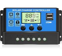 [Aggiornato] Regolatore di carica pannello solare 30A, regolatore del pannello solare 12V/24V con display LCD regolabile, timer doppia porta USB, impostazione del parametro automatico PWM