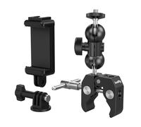 (Aggiornato) SMALLRIG Kit Morsetto per Montaggio Fotocamera, con Clip per Telefono, Adattatore per Action Camera, Capacità di Carico 1,5 kg, per Gopro, Fotocamera, Telefono, Monitor e Luce - 4373
