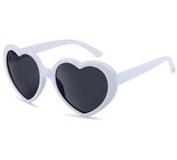AGGKKY Occhiali da sole a forma di cuore per donne e uomini alla moda occhiali da sole a forma di adorabile vintage carino occhiali, Montatura bianca + lenti grigie, One Size