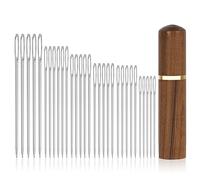 Aghi da cucito con occhio grande, 30 aghi affilati per ricamo e rammendo, per lana e acciaio inossidabile, per cucito a mano, aghi da tappezzeria, 6 misure