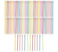 Aghi da cucito in plastica per bambini, cruna grande, filo di lana, ricamo, fai da te (15 cm)