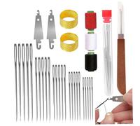 Aghi da cucito, kit aghi da cucito in acciaio con cruna, set manuale da 34 pezzi in acciaio inossidabile con infila ago, ditale e bobine di filo per adulti