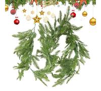 Aghi di pino natalizio, rami di pino artificiali, finto rattan verde, materiale PP realistico, design flessibile e a pressione, decorazione per verande, giardini, vacanze, 180 cm, 1 pezzo