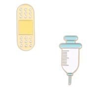 Aghi embroiderati di primo soccorso dose di droga set 2 pezzi baveri distintivi gioielli, Klein, Metallo non prezioso