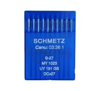 AGHI SCHMETZ B27 10 aghi per macchina da cucire industriale tagliacuci My 1023, UY 191 GS, DCX27 (Misura finezza 65)
