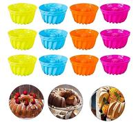 aghoer 12 stampi per dolci a forma di guglhupf, in silicone, a spirale, per torte fai da te, dolci, cioccolato, budino, gelatina