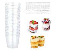 aghoer 25 Pezzi Tazze da Dessert con 25 Cucchiai, 6.7 OZ / 200ML Coppette Gelato Riutilizzabile per Gelato, Dessert, Picnic