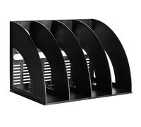 aghoer Portariviste da Scrivania, Portariviste con 4 Scomparti, Portariviste Pieghevole, Plastica Organizer per Documenti, Portariviste per File a 4 Scomparti, per Documenti Riviste Libri, Nero