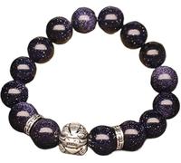 AGHSGDBCE Braccialetto Feng Shui, braccialetti di perline Feng Shui ricchezza Pixiu argento puro blu arenaria tibetana antica, One Size, Acetato, Nessuna pietra preziosa