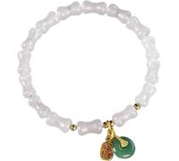 AGHSGDBCE Braccialetto Feng Shui con perline di bambù e cristalli, braccialetto Feng Shui ricchezza bracciale mughetto armonia fibbia giada, One Size, Acetato, Nessuna pietra preziosa