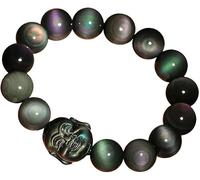 AGHSGDBCE Braccialetto Feng Shui, occhio arcobaleno ossidiana chakra equilibrio gemma ricchezza braccialetto Buddha che ride braccialetti di cristallo, 12mm, Acetato, Nessuna pietra preziosa