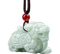 AGHSGDBCE Pixiu Collana in giada, cristallo alato Pi Yao collana Feng Shui ricchezza amuleto livello A Fei Cui ciondolo giada W/cavo