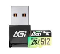 AGI Lettore di schede MicroSD con scheda MicroSD TF138 512 GB e adattatore SD, 3 in 1 Tipo A USB 3.0 OTG Lettore di schede di memoria per PC, laptop, smartphone