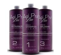 Agi Max Pro Liss Kera-X 3x1L Kit Brazilian Hair Straightening Linseed System
